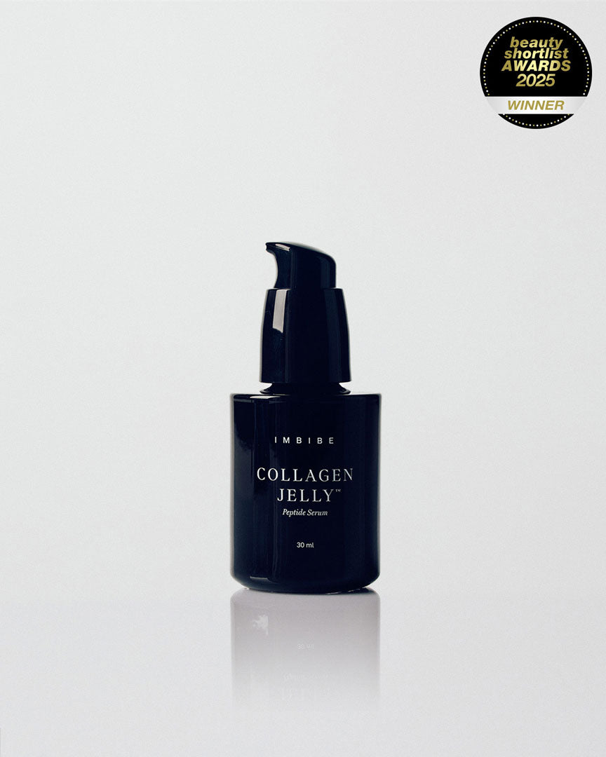 A 30ml bottle of IMBIBE Collagen Jelly Peptide Serum