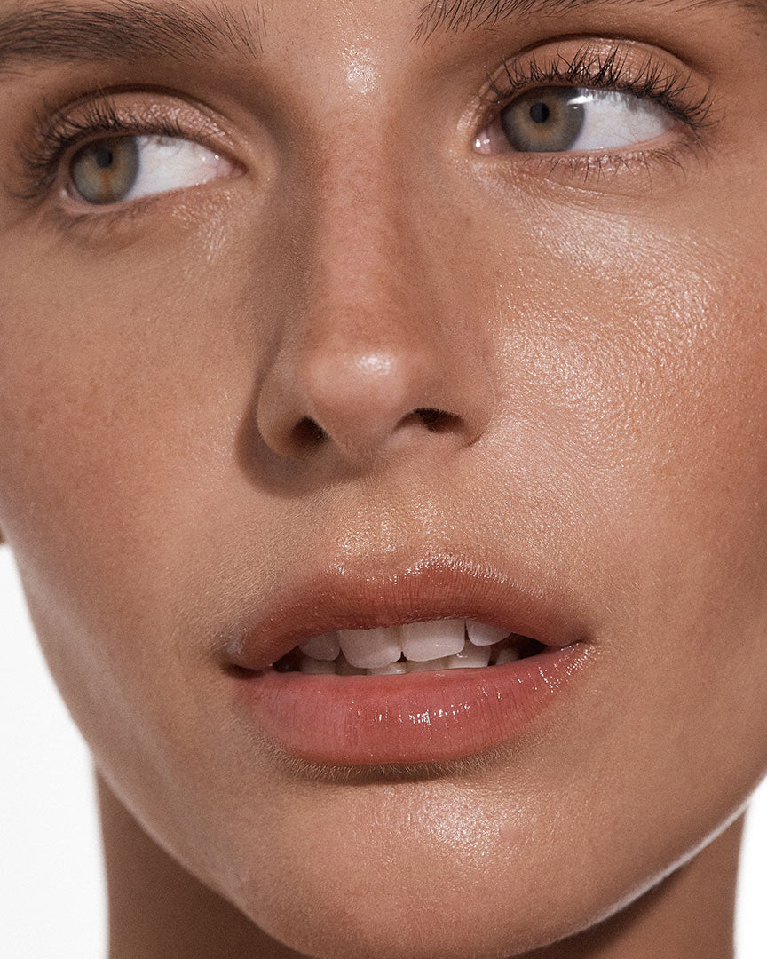 Close-up of hydrated, luminous skin